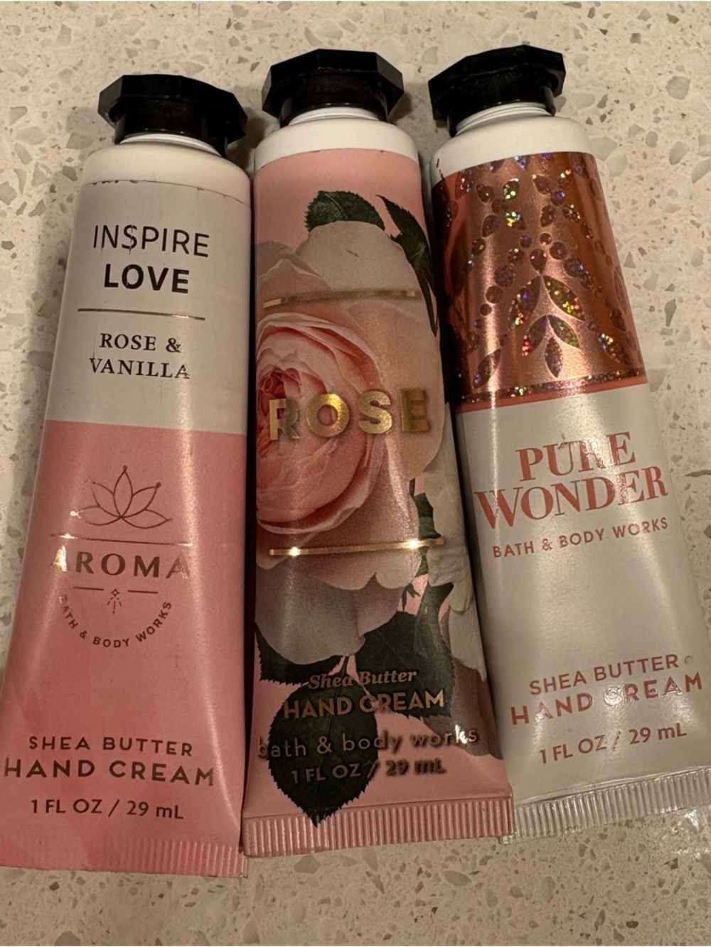 Bath & Body Works Pink Rose & Vanilla Shea Butter Hand Cream Trio